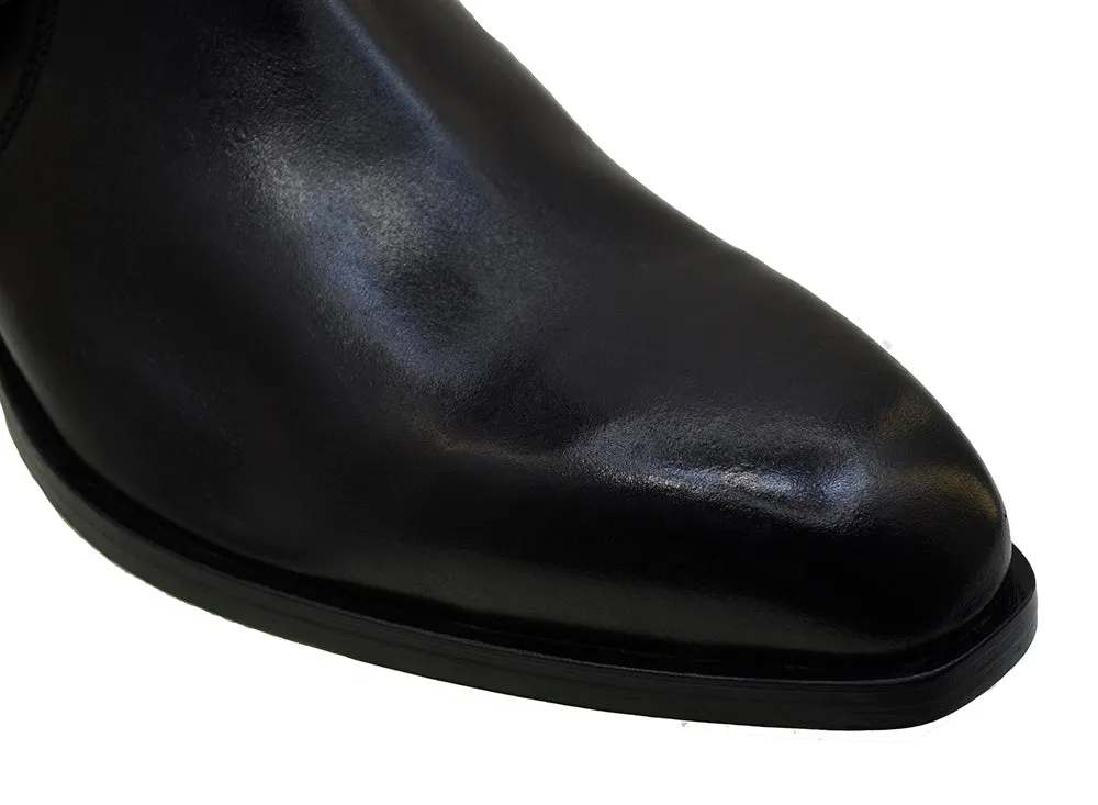 Men's Italian Shoes Jo Ghost 2820 Black Leather Buckle Chelsea Boots