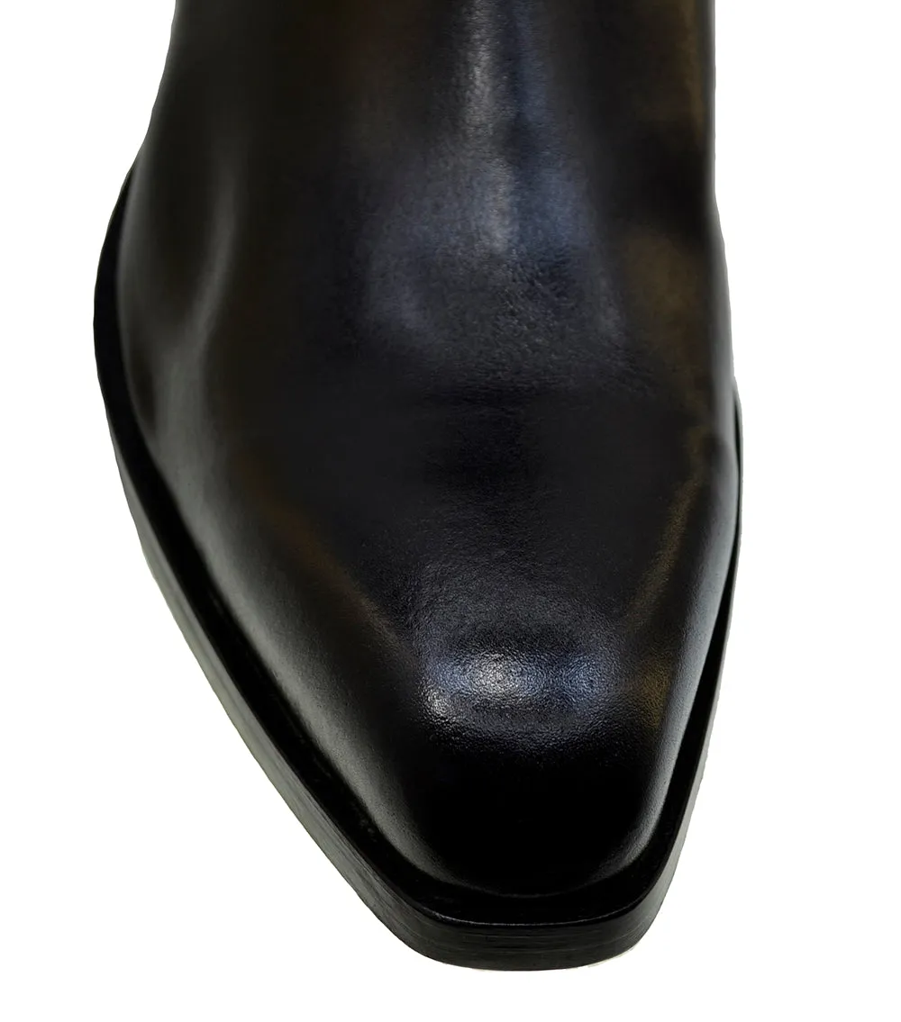 Men's Italian Shoes Jo Ghost 2820 Black Leather Buckle Chelsea Boots