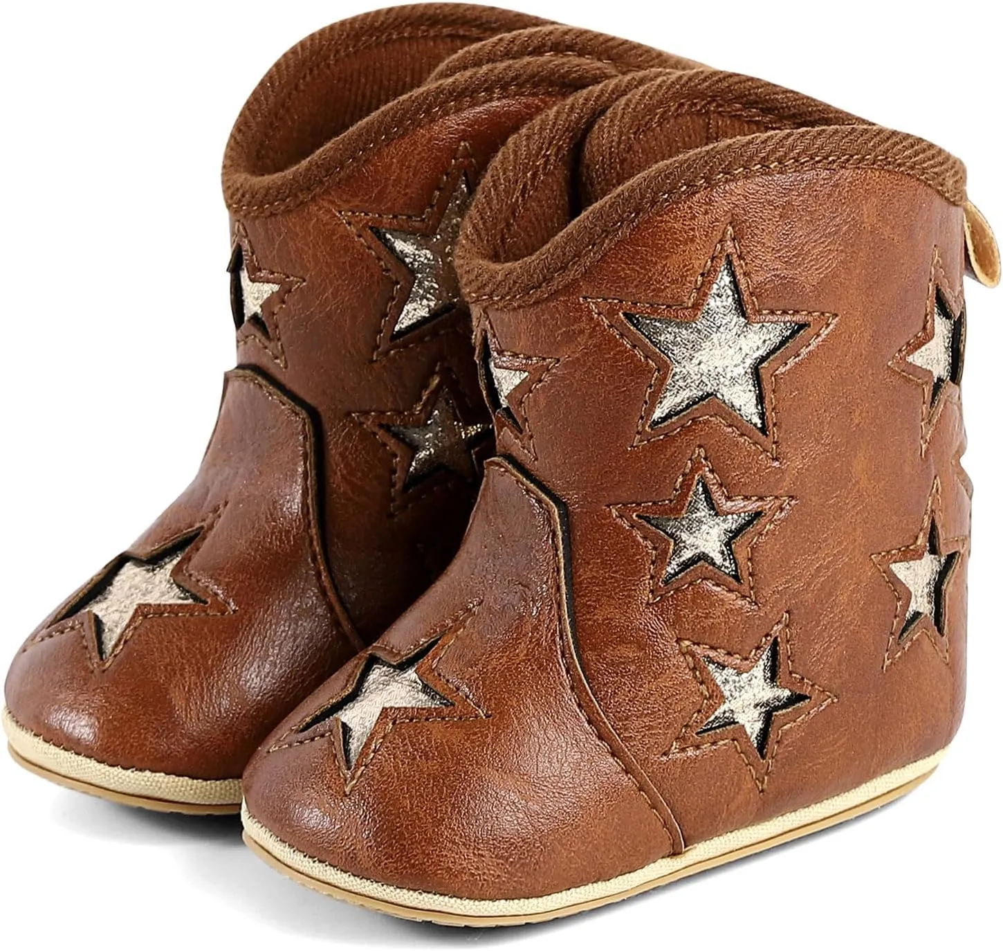 MK MATT KEELY Leather Western Boots Cowboy Bootie Soft Sole Non-Slip Crib Shoes for Baby Infant Toddler Girls Boys Newborn