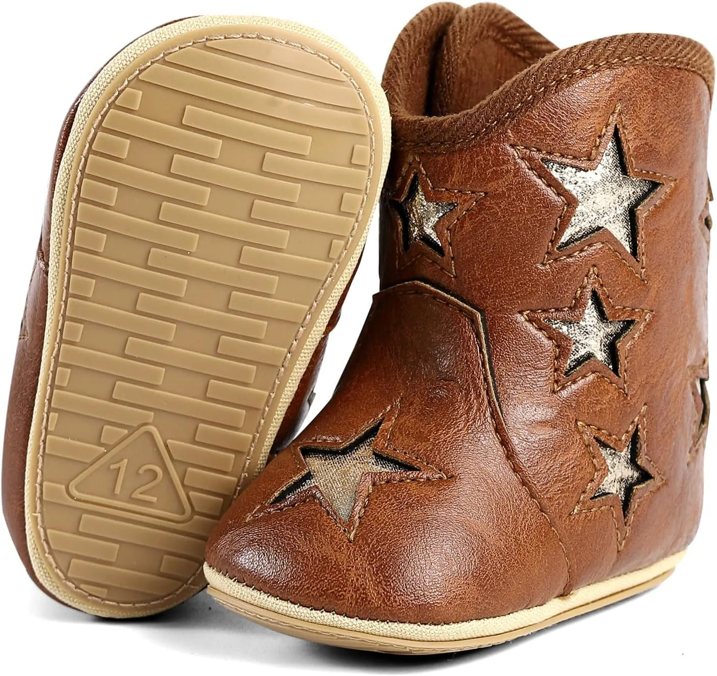 MK MATT KEELY Leather Western Boots Cowboy Bootie Soft Sole Non-Slip Crib Shoes for Baby Infant Toddler Girls Boys Newborn