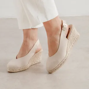 Murcia Organic Cotton Espadrille Wedges - Beige