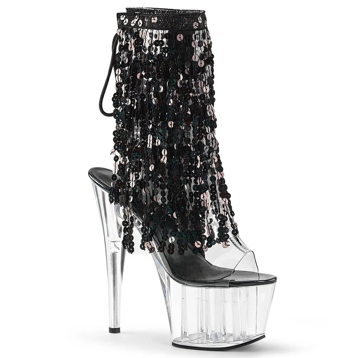 Pleaser Adore 1017SQF Womens 7" Heel, Platform Back Lace Ankle Boots