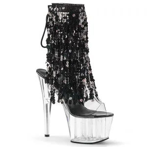 Pleaser Adore 1017SQF Womens 7" Heel, Platform Back Lace Ankle Boots