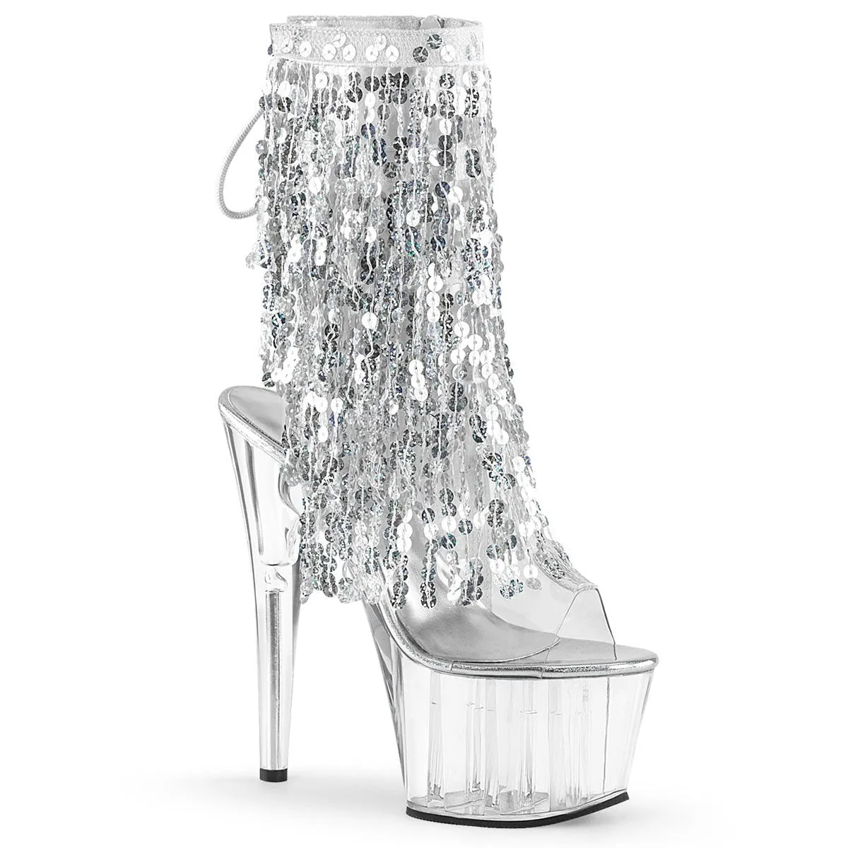 Pleaser Adore 1017SQF Womens 7" Heel, Platform Back Lace Ankle Boots