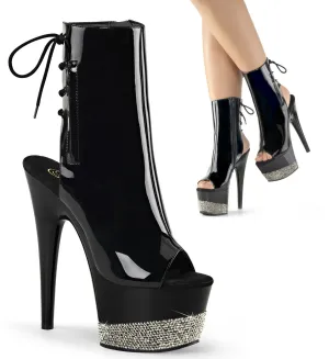 Pleaser Adore 1018-3 Womens 7 Inch Heel, Platform Back Lace Peep-Toe Ankle Boots