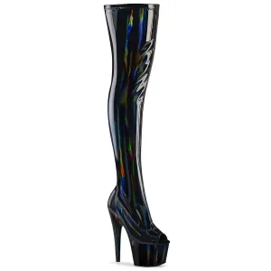 Pleaser Adore 3011HWR Womens 7" Heel, Platform Stretch Fit Peep-Toe Thigh Boots