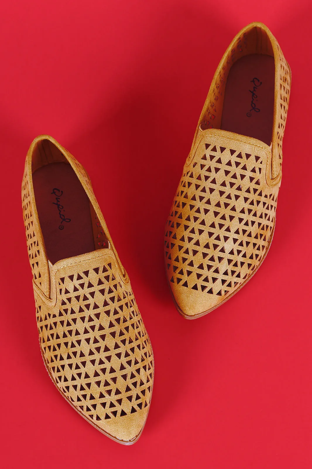 Qupid Perforated Almond Toe Loafer Flat