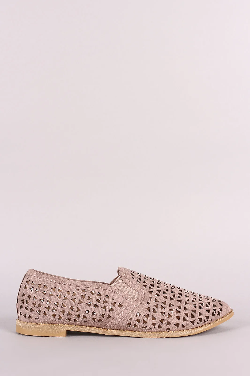 Qupid Perforated Almond Toe Loafer Flat