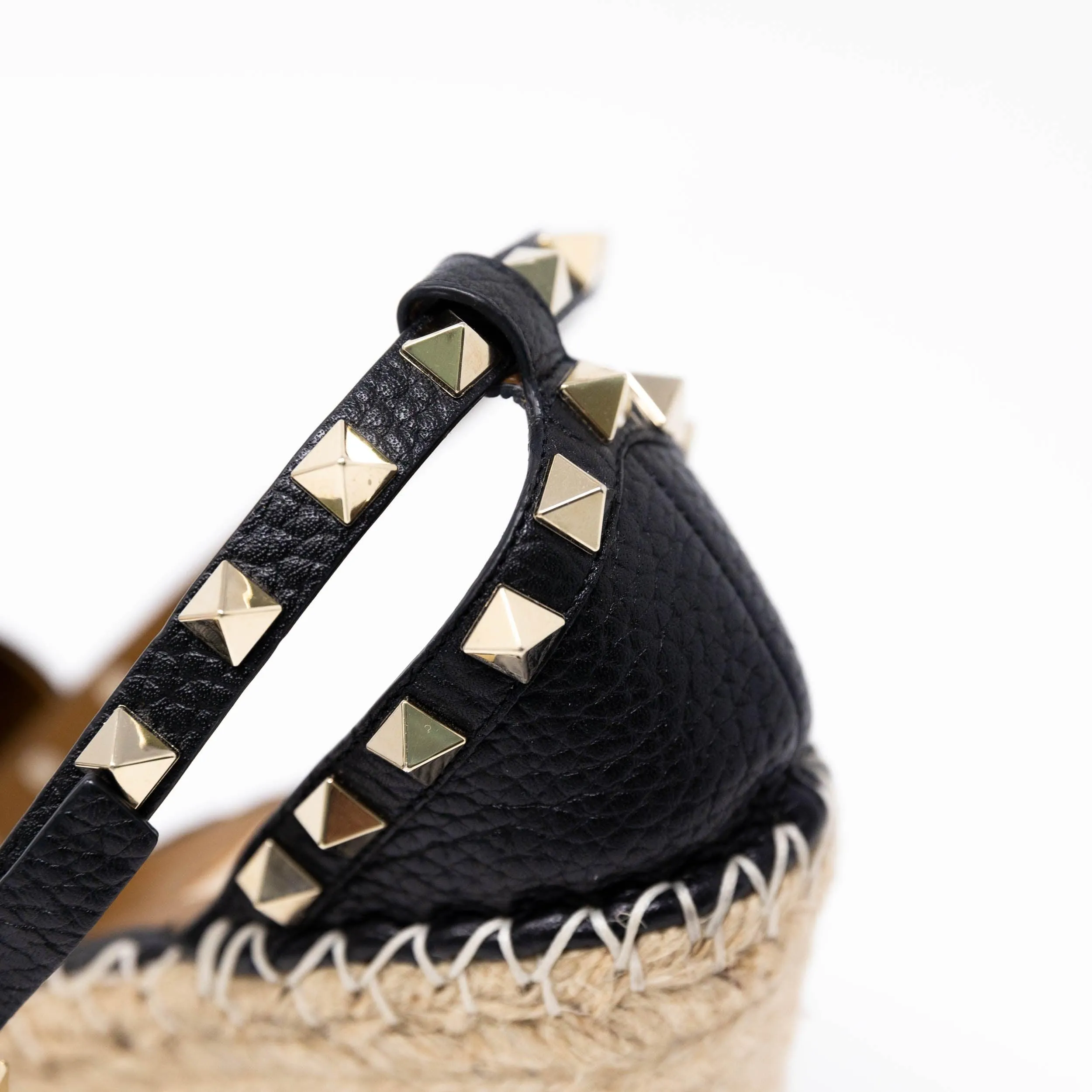 Valentino Black Rockstud Espadrille Wedges 36