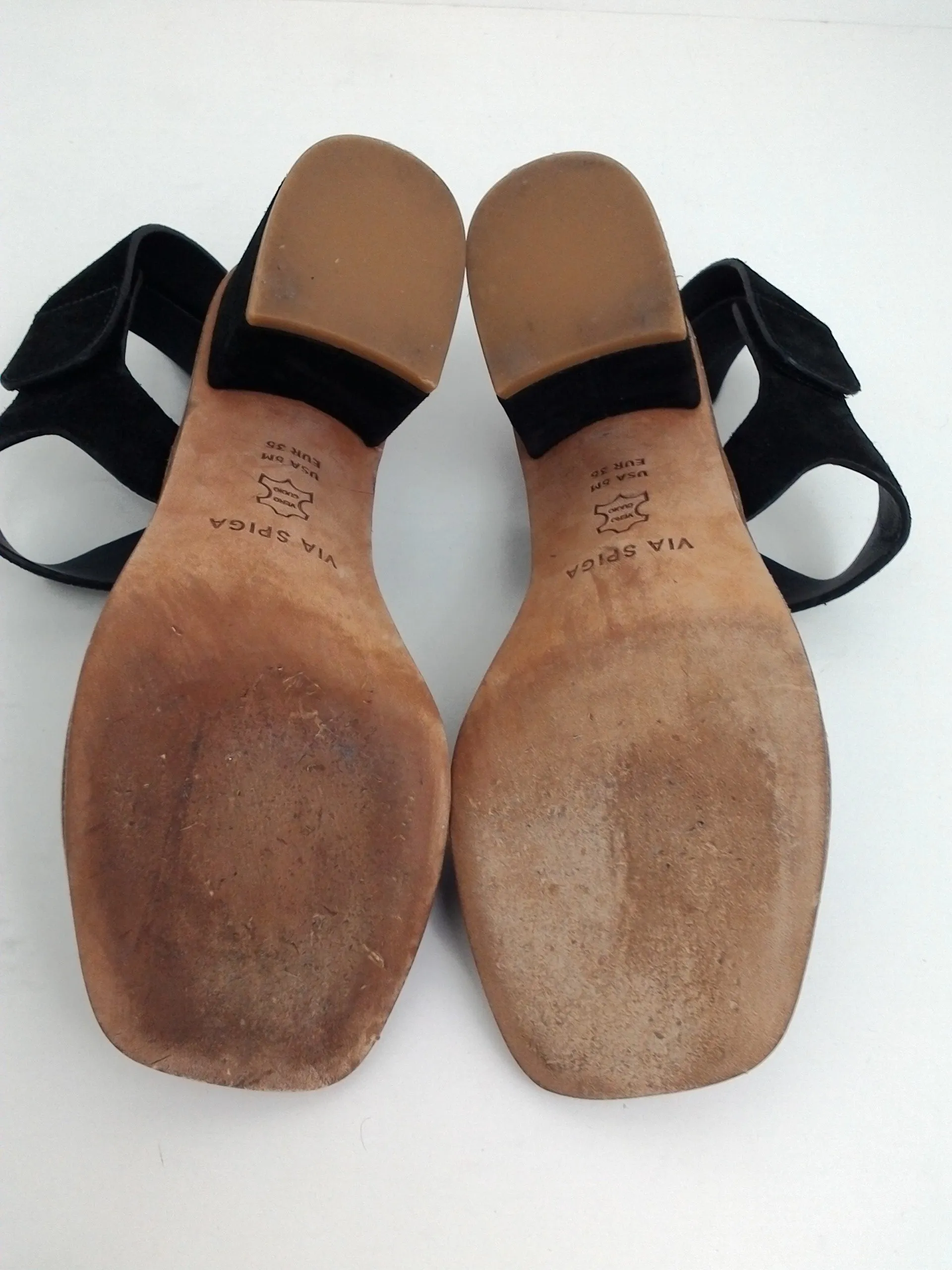 Via Spiga Women's Kamille Black Suede Block Heel Sandal Size 5 M