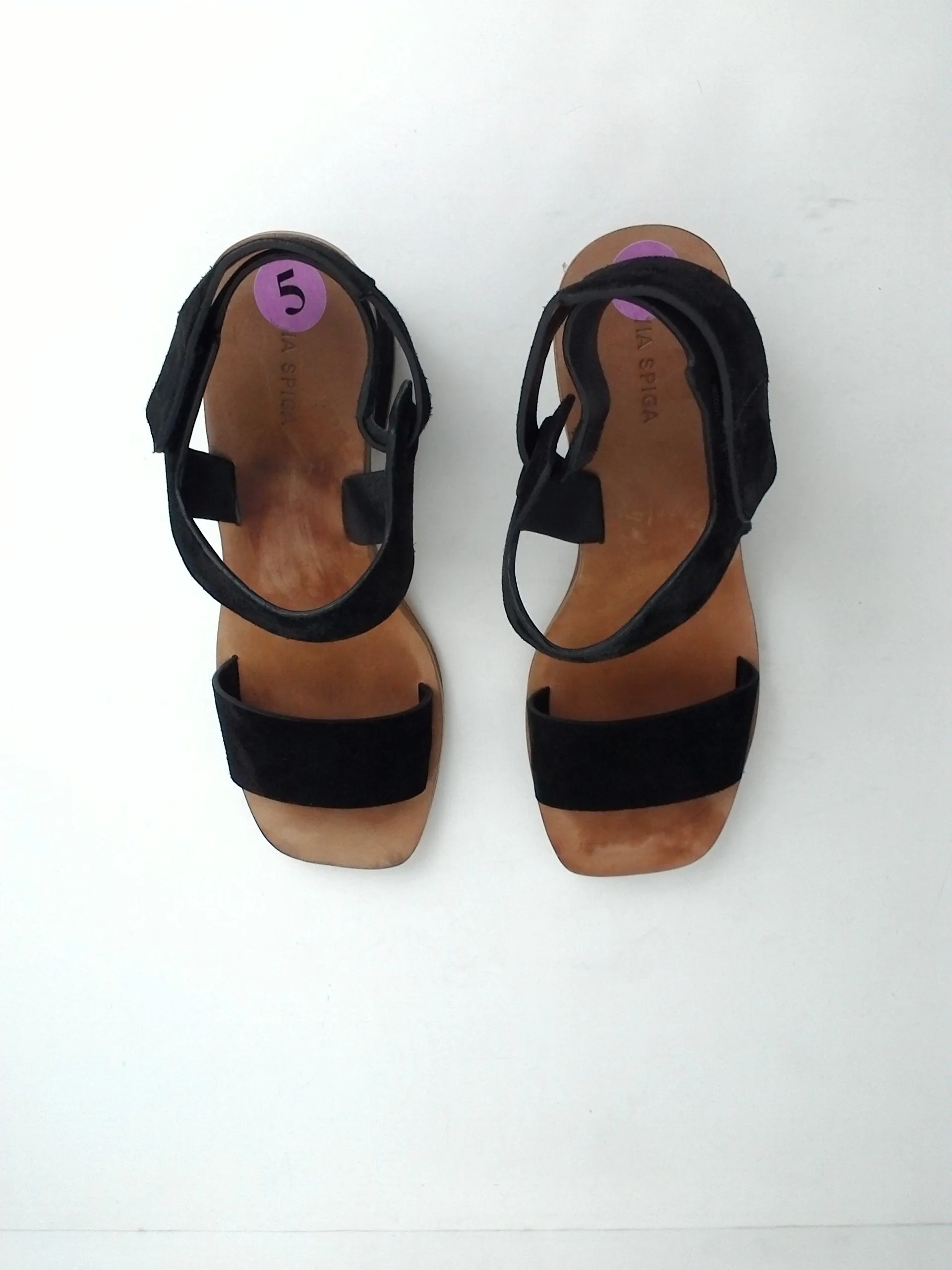 Via Spiga Women's Kamille Black Suede Block Heel Sandal Size 5 M