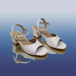 White Block Heel Sandals