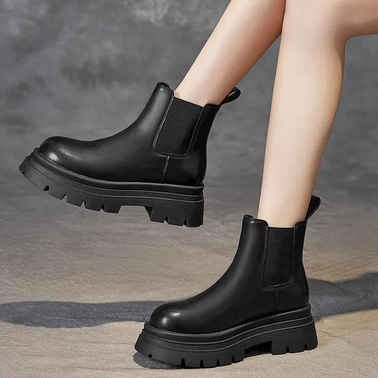 Women's Platform Short Chelsea Boots